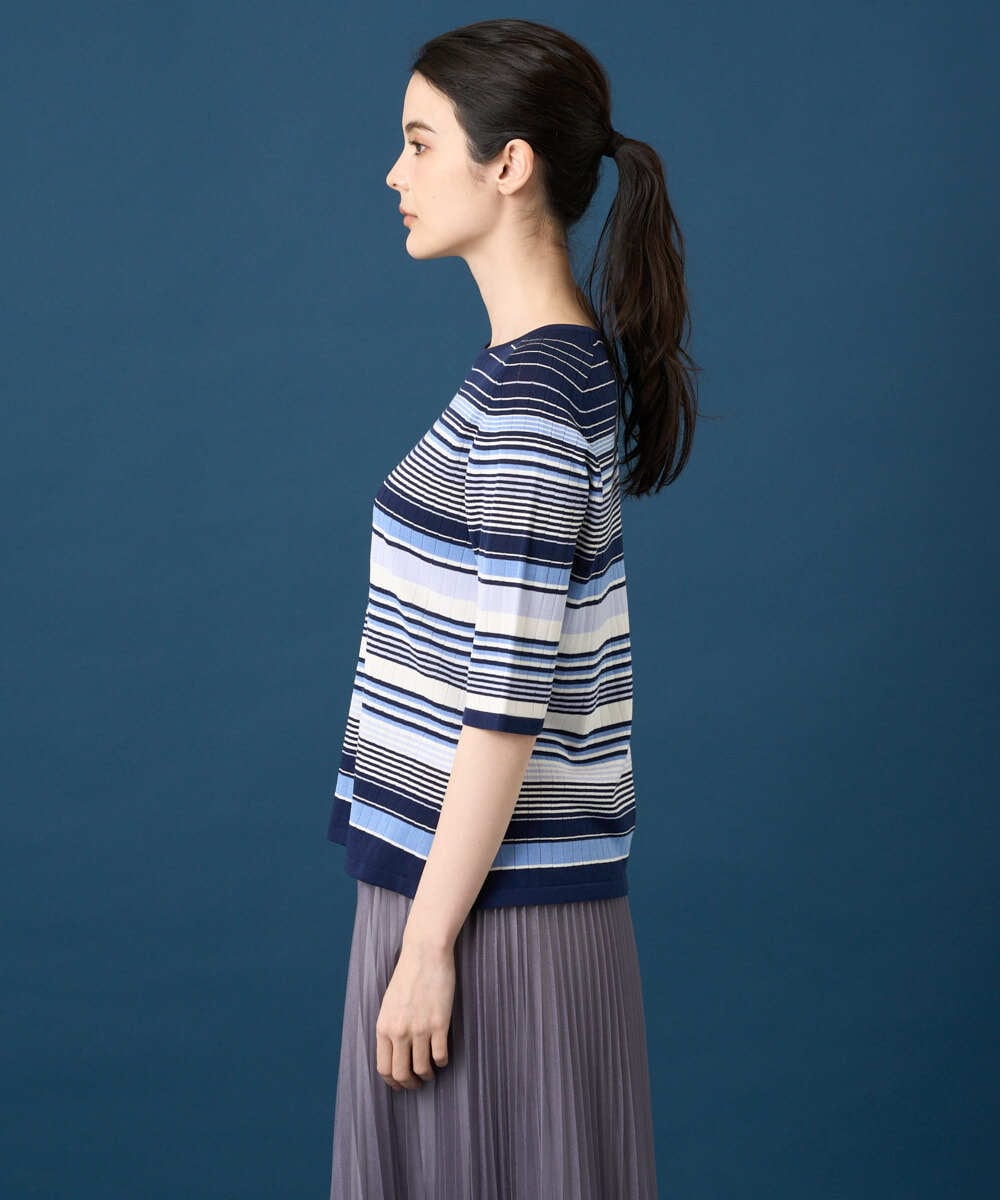 PRFGD27270 CHRISTIAN AUJARD(クリスチャン・オジャール) マルチボーダーニットプルオーバー ブルー系