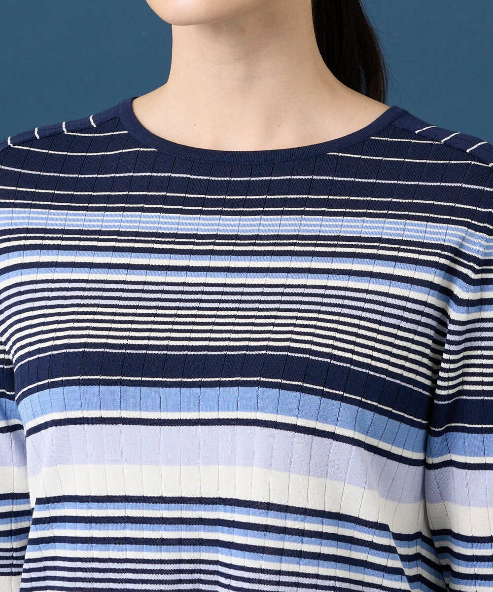 PRFGD27270 CHRISTIAN AUJARD(クリスチャン・オジャール) マルチボーダーニットプルオーバー ブルー系