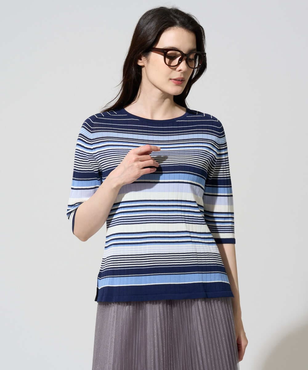 PRFGD27270 CHRISTIAN AUJARD(クリスチャン・オジャール) マルチボーダーニットプルオーバー ブルー系