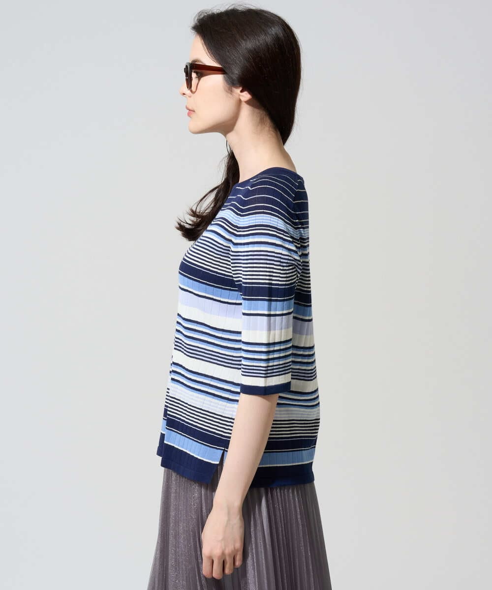 PRFGD27270 CHRISTIAN AUJARD(クリスチャン・オジャール) マルチボーダーニットプルオーバー ブルー系