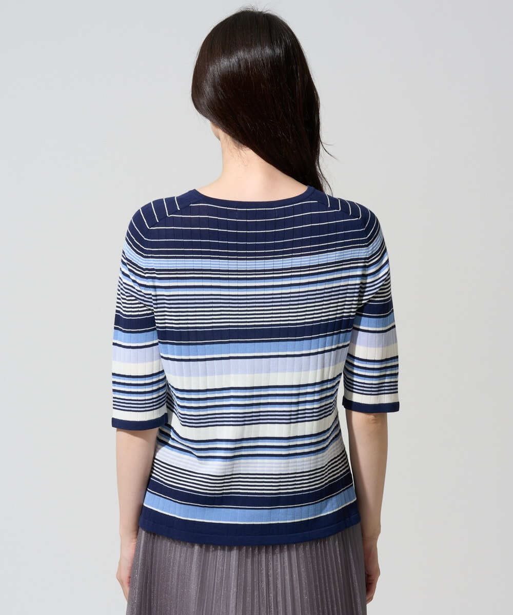 PRFGD27270 CHRISTIAN AUJARD(クリスチャン・オジャール) マルチボーダーニットプルオーバー ブルー系