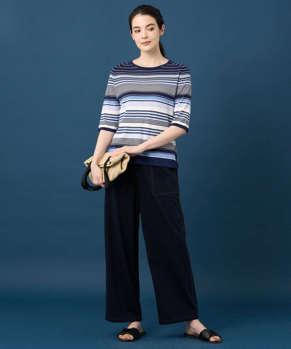 PRFGD27270 CHRISTIAN AUJARD(クリスチャン・オジャール) マルチボーダーニットプルオーバー ブルー系