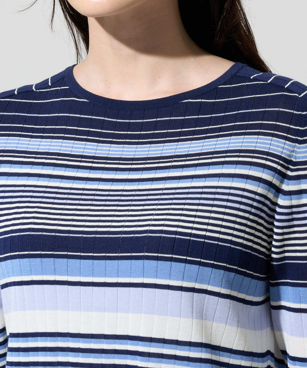 PRFGD27270 CHRISTIAN AUJARD(クリスチャン・オジャール) マルチボーダーニットプルオーバー ブルー系