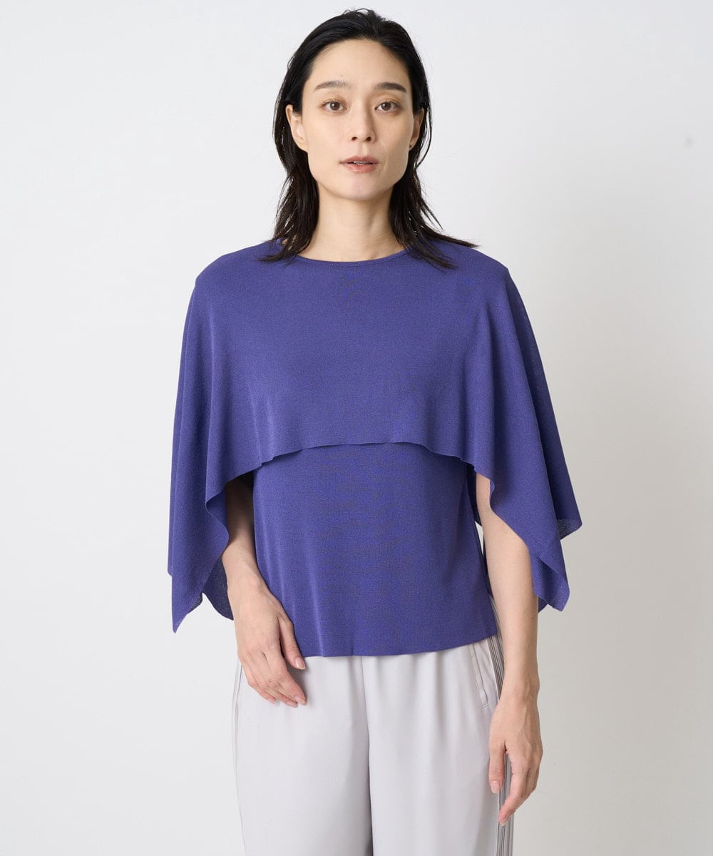 PRFGV76460 CHRISTIAN AUJARD(クリスチャン・オジャール) ケープ風デザインニット ブルー