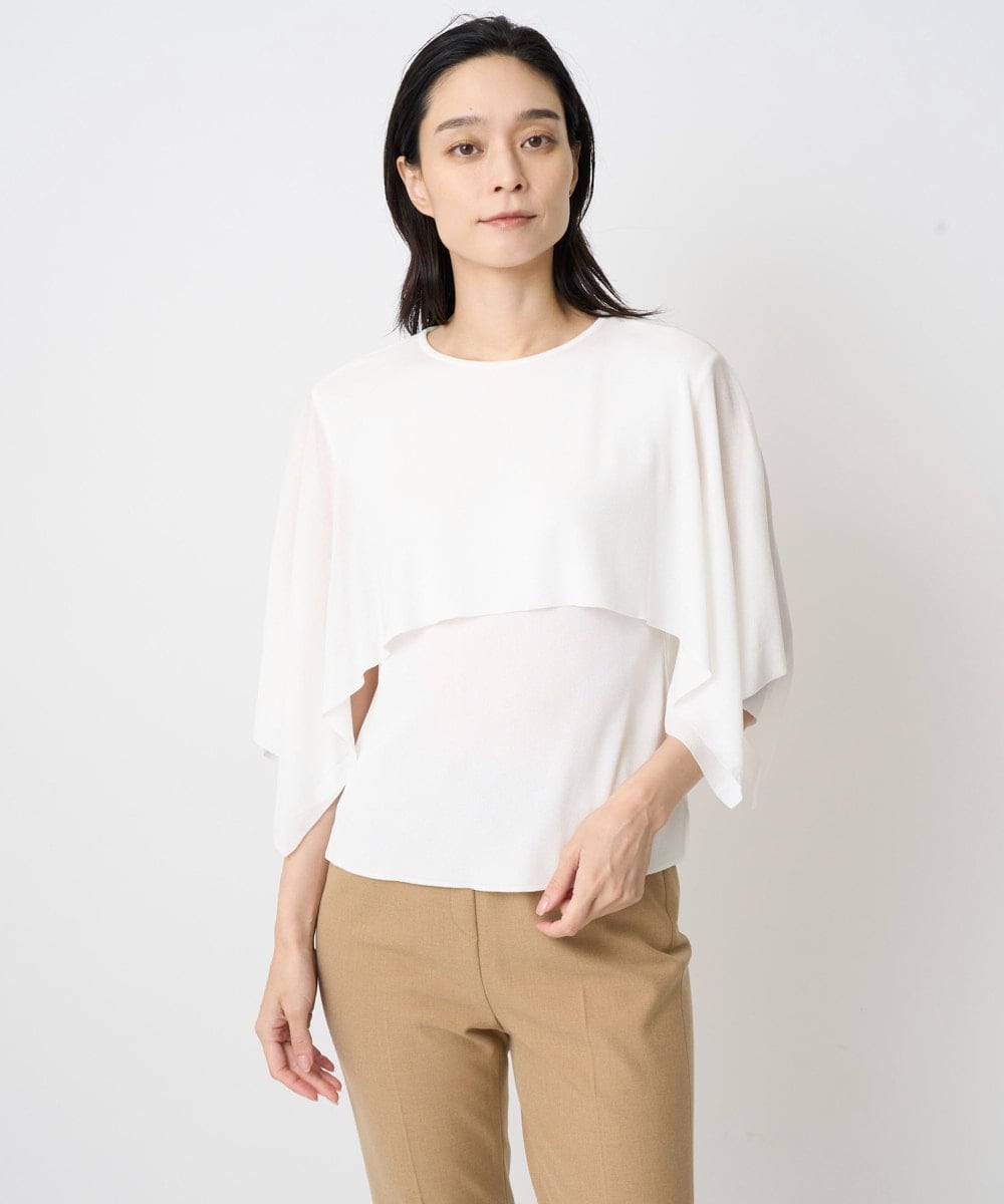 PRFGV76460 CHRISTIAN AUJARD(クリスチャン・オジャール) ケープ風デザインニット ホワイト