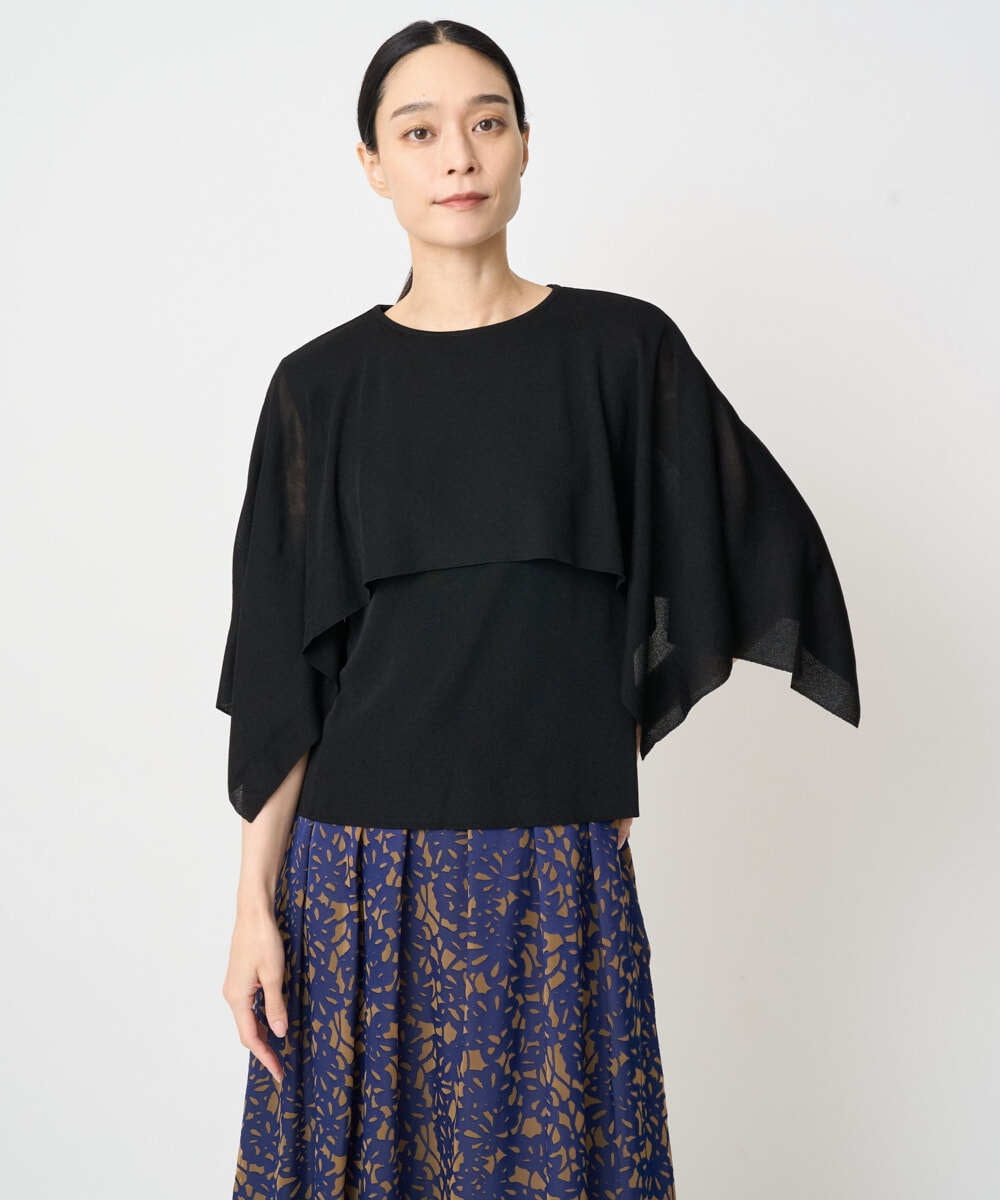 PRFGV76460 CHRISTIAN AUJARD(クリスチャン・オジャール) ケープ風デザインニット ブラック