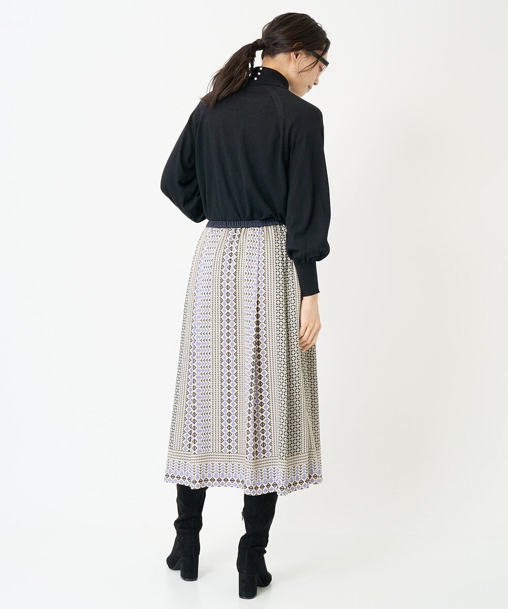 2021aw allurevilleリーフジオメトリックプリントプリーツスカート 