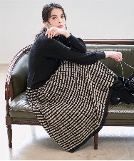 PRHAD36490 CHRISTIAN AUJARD(クリスチャン・オジャール) ジャガードニットスカート ブラック×ベージュ