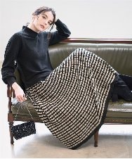 PRHAD36490 CHRISTIAN AUJARD(クリスチャン・オジャール) ジャガードニットスカート ブラック×ベージュ