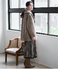 PRHAD36490 CHRISTIAN AUJARD(クリスチャン・オジャール) ジャガードニットスカート ブラック×ベージュ