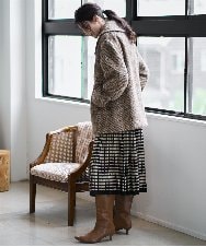 PRHAD36490 CHRISTIAN AUJARD(クリスチャン・オジャール) ジャガードニットスカート ブラック×ベージュ