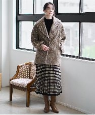 PRHAD36490 CHRISTIAN AUJARD(クリスチャン・オジャール) ジャガードニットスカート ブラック×ベージュ