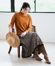 PRHAD36490 CHRISTIAN AUJARD(クリスチャン・オジャール) ジャガードニットスカート ブラック×ベージュ