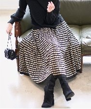 PRHAD36490 CHRISTIAN AUJARD(クリスチャン・オジャール) ジャガードニットスカート ブラック×ベージュ