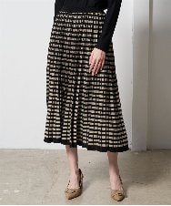 PRHAD36490 CHRISTIAN AUJARD(クリスチャン・オジャール) ジャガードニットスカート ブラック×ベージュ