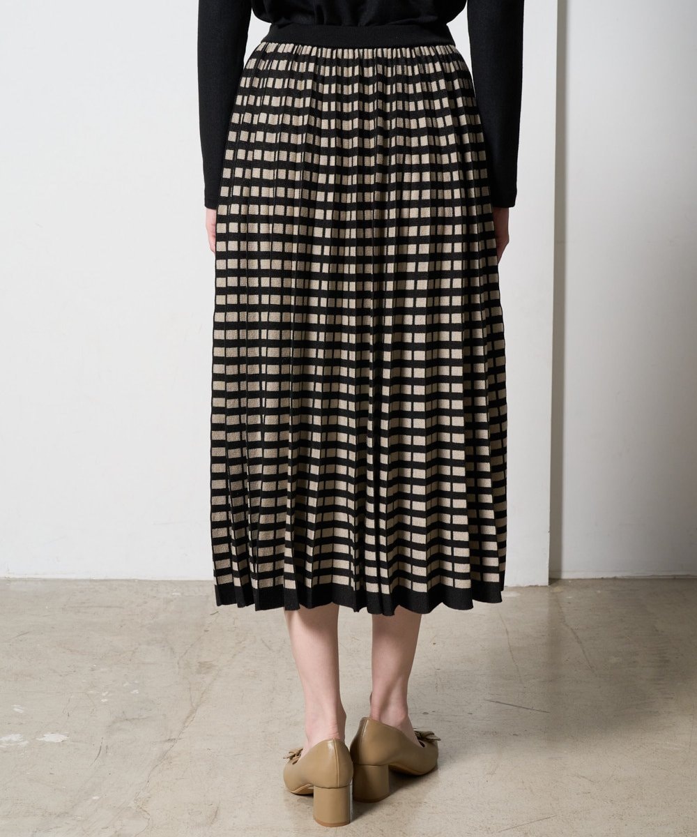 PRHAD36490 CHRISTIAN AUJARD(クリスチャン・オジャール) ジャガードニットスカート ブラック×ベージュ