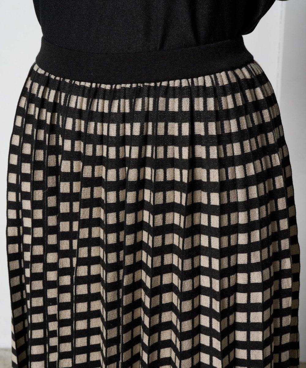 PRHAD36490 CHRISTIAN AUJARD(クリスチャン・オジャール) ジャガードニットスカート ブラック×ベージュ