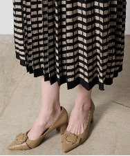 PRHAD36490 CHRISTIAN AUJARD(クリスチャン・オジャール) ジャガードニットスカート ブラック×ベージュ