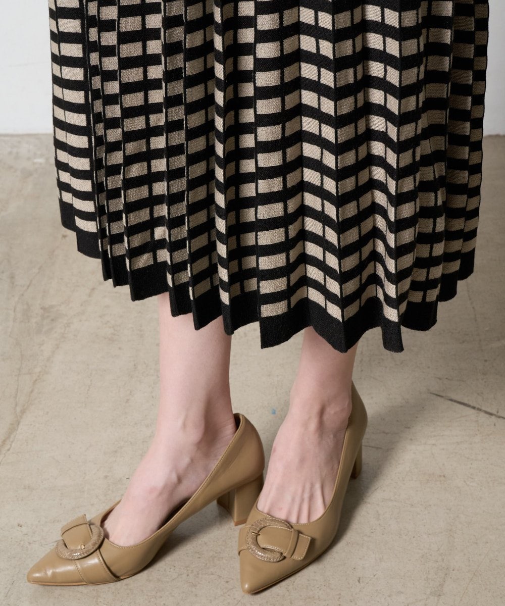 PRHAD36490 CHRISTIAN AUJARD(クリスチャン・オジャール) ジャガードニットスカート ブラック×ベージュ