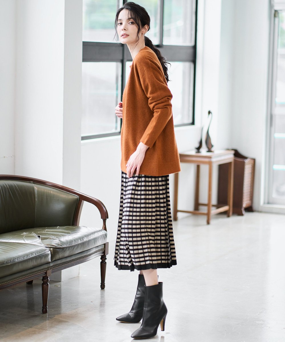 PRHAD36490 CHRISTIAN AUJARD(クリスチャン・オジャール) ジャガードニットスカート ブラック×ベージュ