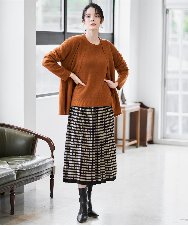 PRHAD36490 CHRISTIAN AUJARD(クリスチャン・オジャール) ジャガードニットスカート ブラック×ベージュ