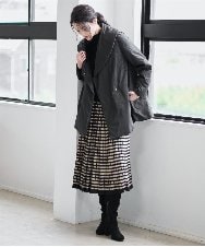 PRHAD36490 CHRISTIAN AUJARD(クリスチャン・オジャール) ジャガードニットスカート ブラック×ベージュ