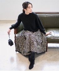 PRHAD36490 CHRISTIAN AUJARD(クリスチャン・オジャール) ジャガードニットスカート ブラック×ベージュ