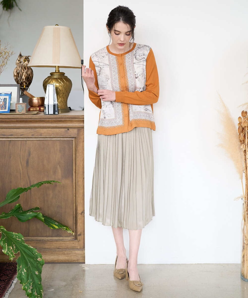 PRHAD48390 CHRISTIAN AUJARD(クリスチャン・オジャール) ウエストゴムプリーツスカート パールベージュ