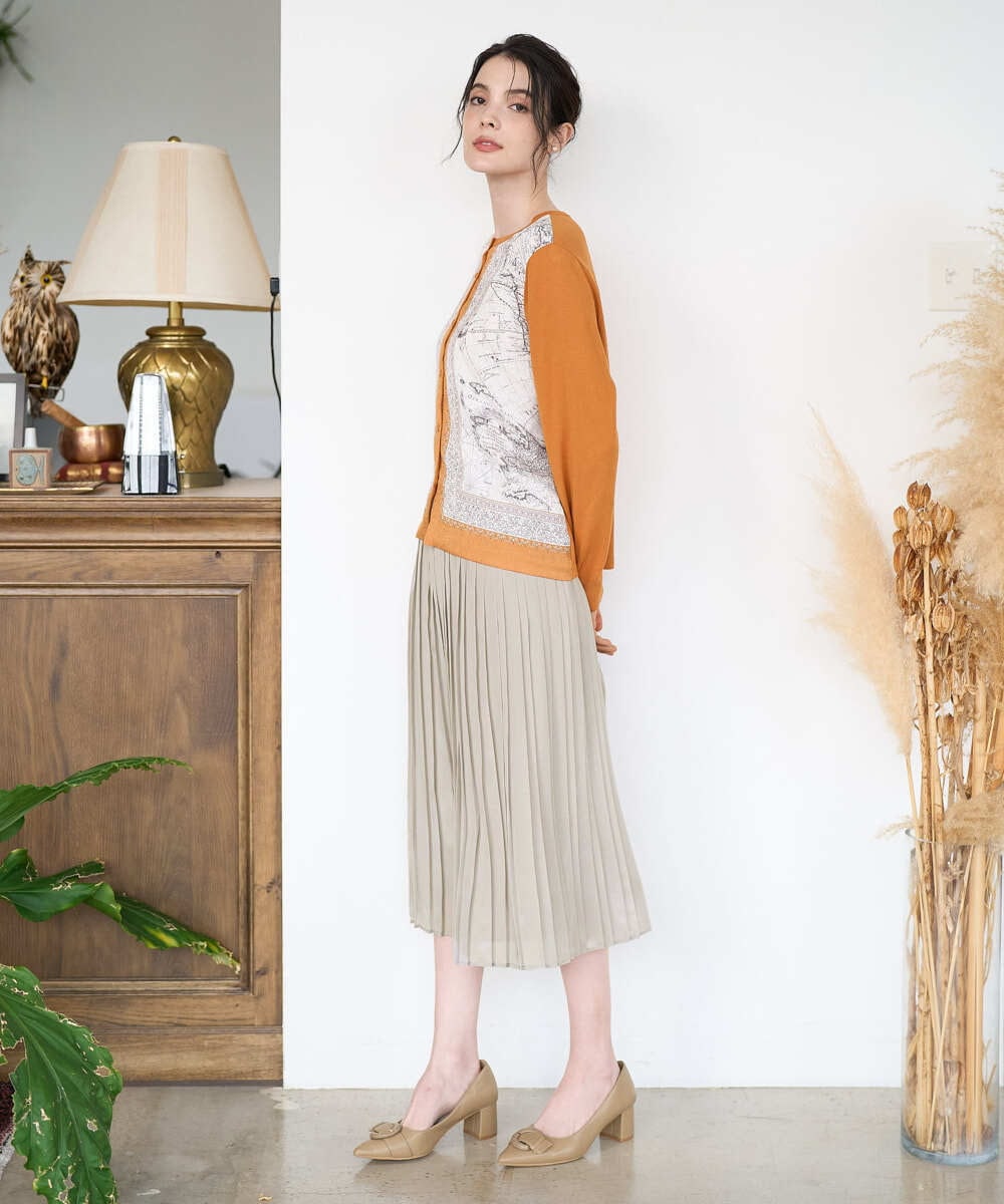 PRHAD48390 CHRISTIAN AUJARD(クリスチャン・オジャール) ウエストゴムプリーツスカート パールベージュ