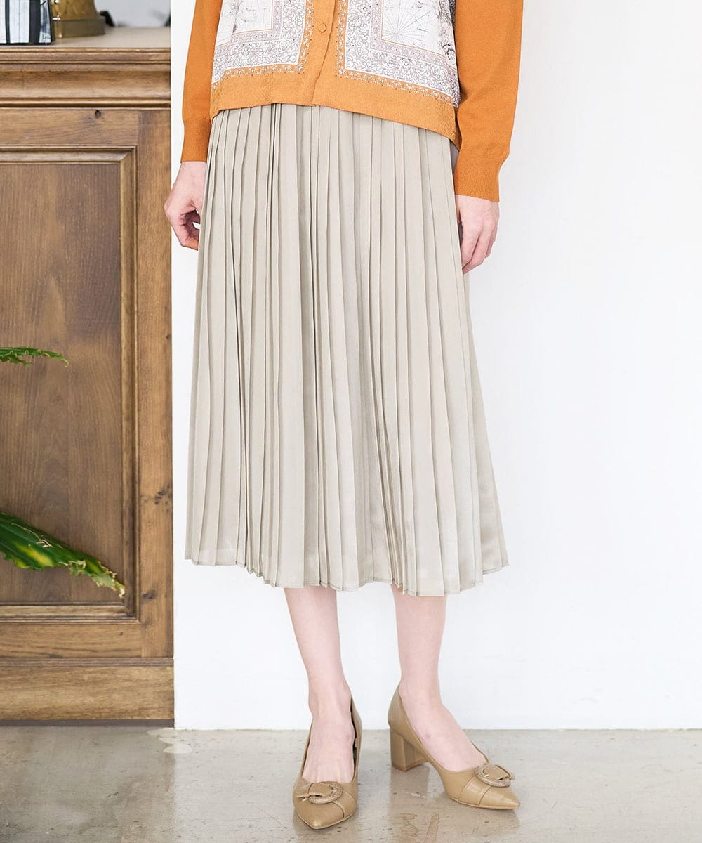 PRHAD48390 CHRISTIAN AUJARD(クリスチャン・オジャール) ウエストゴムプリーツスカート パールベージュ