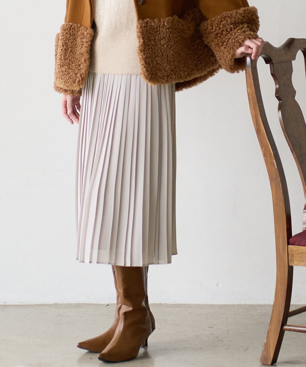 PRHAD48390 CHRISTIAN AUJARD(クリスチャン・オジャール) ウエストゴムプリーツスカート パールベージュ