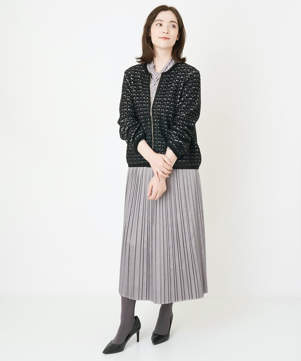 レザー風サテンプリーツスカート(ロング・マキシ丈スカート  