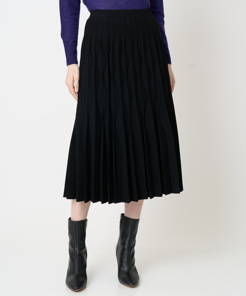 PRHCD02490 CHRISTIAN AUJARD(クリスチャン・オジャール) ウエーブニットプリーツスカート ブラック