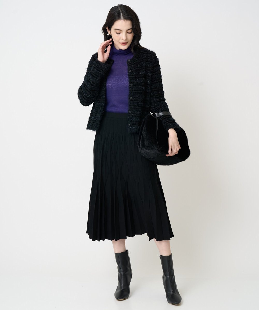 PRHCD02490 CHRISTIAN AUJARD(クリスチャン・オジャール) ウエーブニットプリーツスカート ブラック