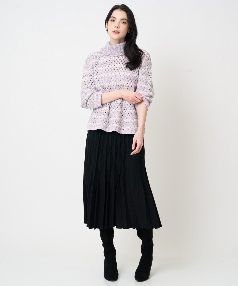 PRHCD02490 CHRISTIAN AUJARD(クリスチャン・オジャール) ウエーブニットプリーツスカート ブラック