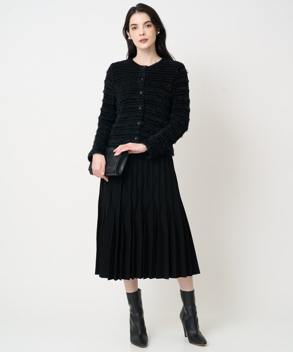 PRHCD02490 CHRISTIAN AUJARD(クリスチャン・オジャール) ウエーブニットプリーツスカート ブラック