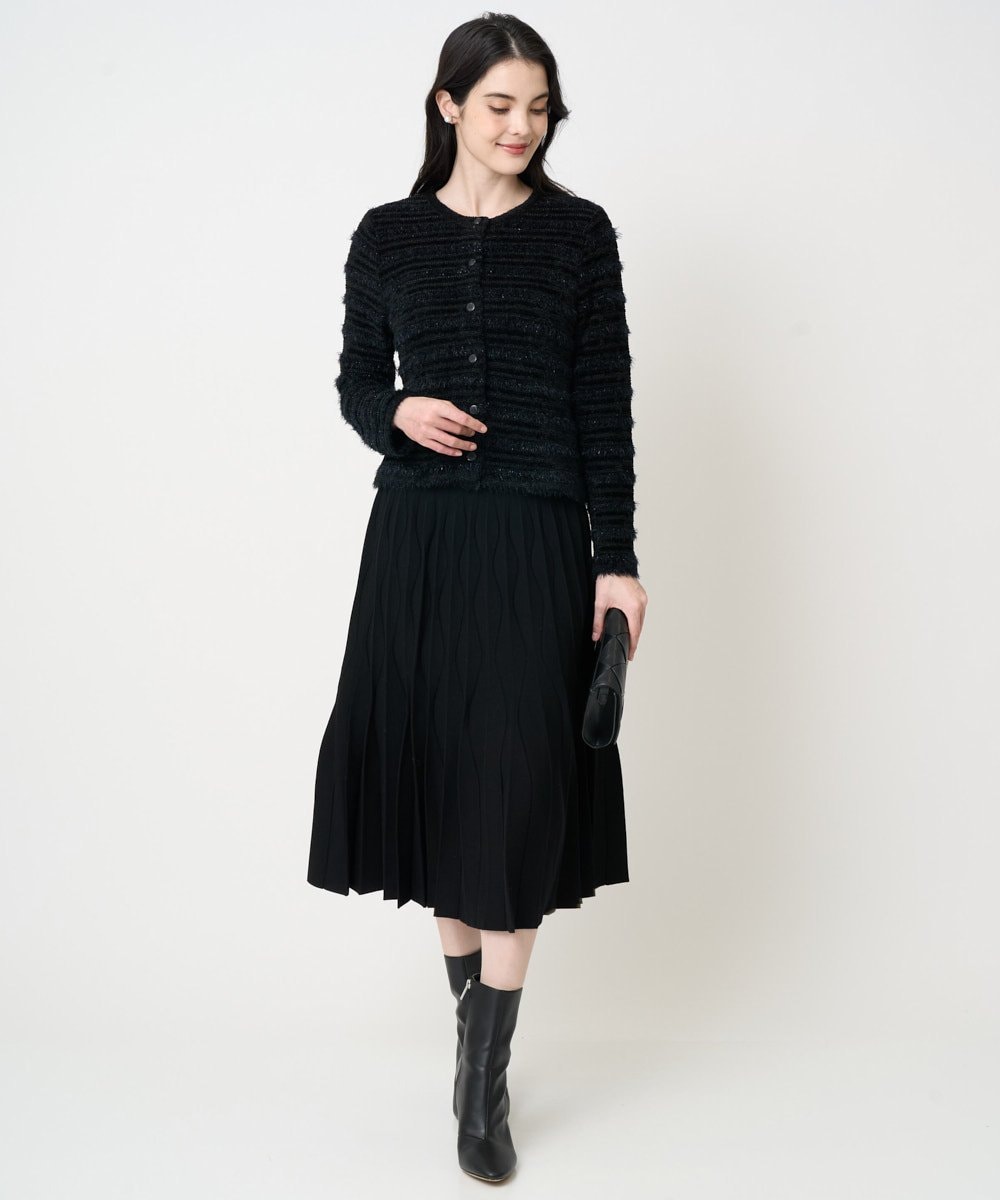 PRHCD02490 CHRISTIAN AUJARD(クリスチャン・オジャール) ウエーブニットプリーツスカート ブラック