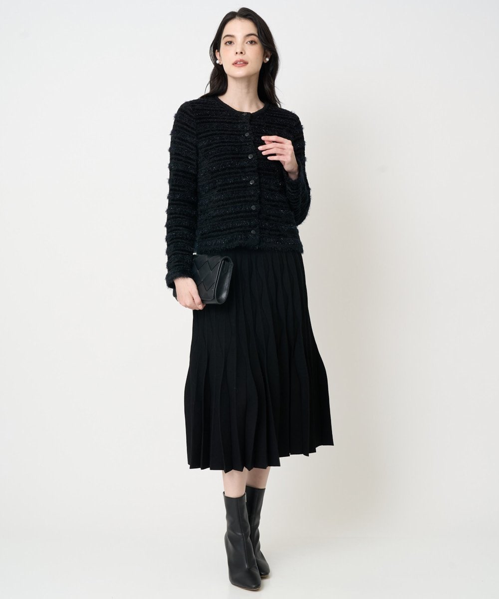 PRHCD02490 CHRISTIAN AUJARD(クリスチャン・オジャール) ウエーブニットプリーツスカート ブラック