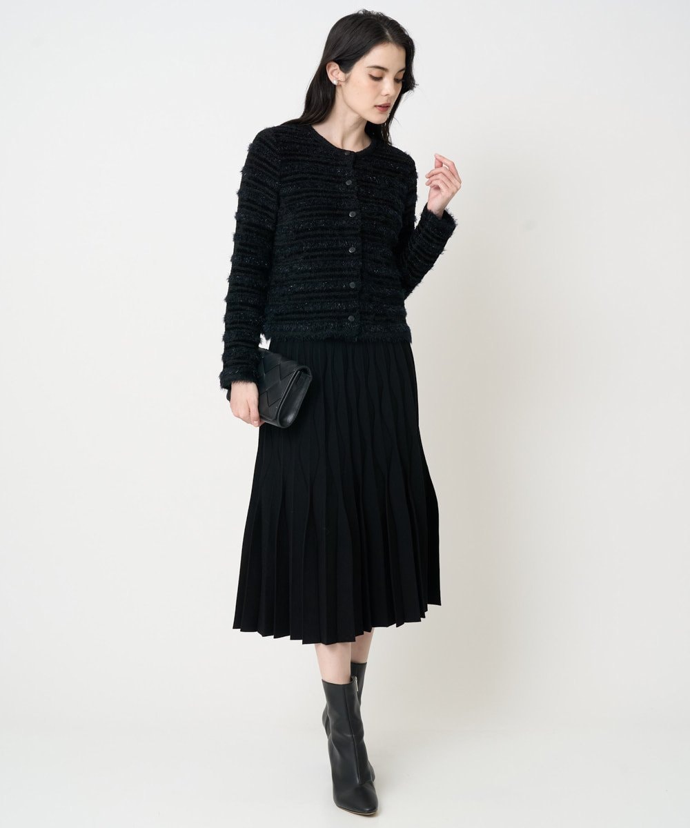 PRHCD02490 CHRISTIAN AUJARD(クリスチャン・オジャール) ウエーブニットプリーツスカート ブラック