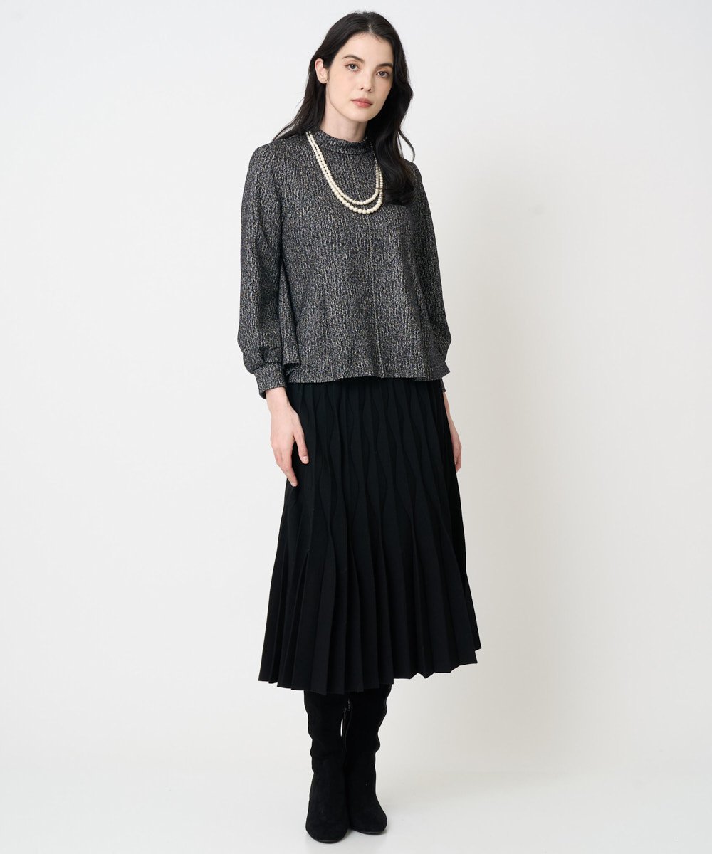 PRHCD02490 CHRISTIAN AUJARD(クリスチャン・オジャール) ウエーブニットプリーツスカート ブラック