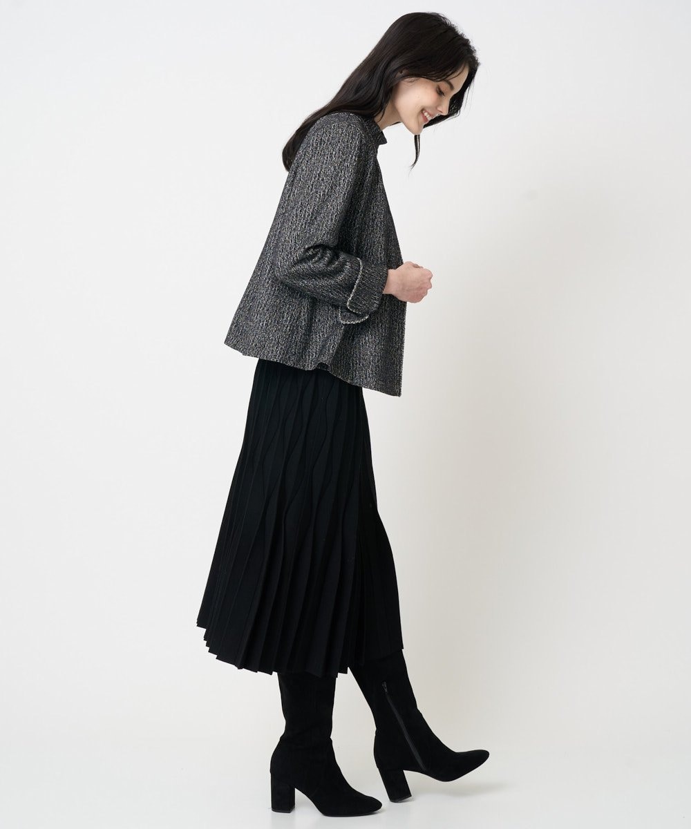 PRHCD02490 CHRISTIAN AUJARD(クリスチャン・オジャール) ウエーブニットプリーツスカート ブラック