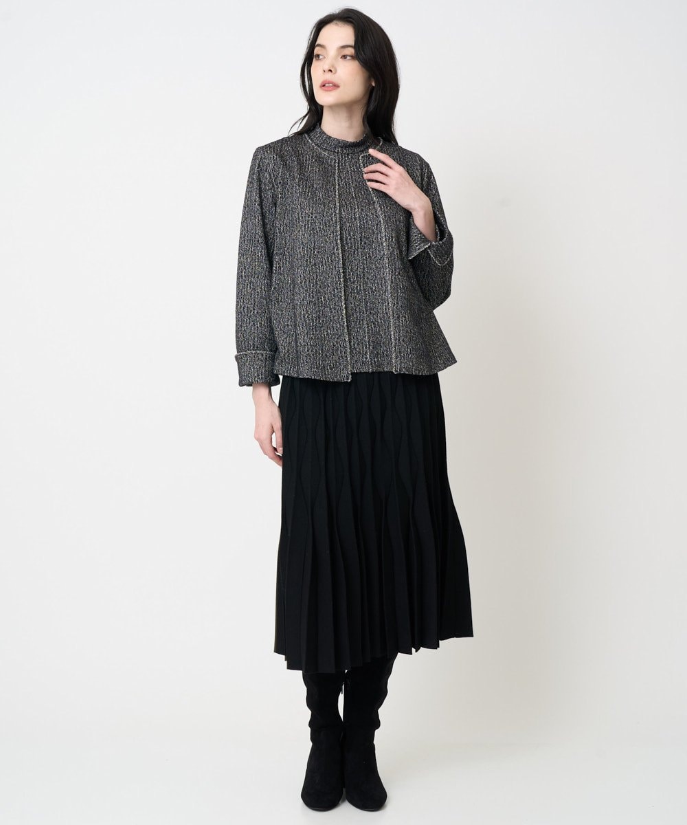 PRHCD02490 CHRISTIAN AUJARD(クリスチャン・オジャール) ウエーブニットプリーツスカート ブラック
