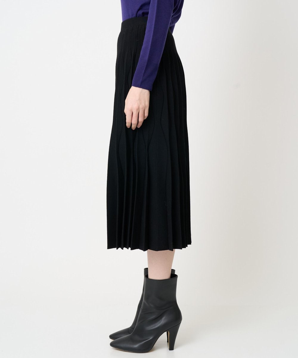 PRHCD02490 CHRISTIAN AUJARD(クリスチャン・オジャール) ウエーブニットプリーツスカート ブラック