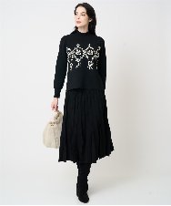 PRHCD02490 CHRISTIAN AUJARD(クリスチャン・オジャール) ウエーブニットプリーツスカート ブラック