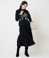 PRHCD02490 CHRISTIAN AUJARD(クリスチャン・オジャール) ウエーブニットプリーツスカート ブラック