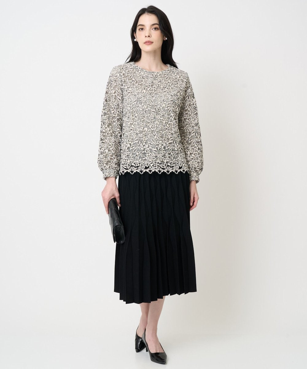 PRHCD02490 CHRISTIAN AUJARD(クリスチャン・オジャール) ウエーブニットプリーツスカート ブラック