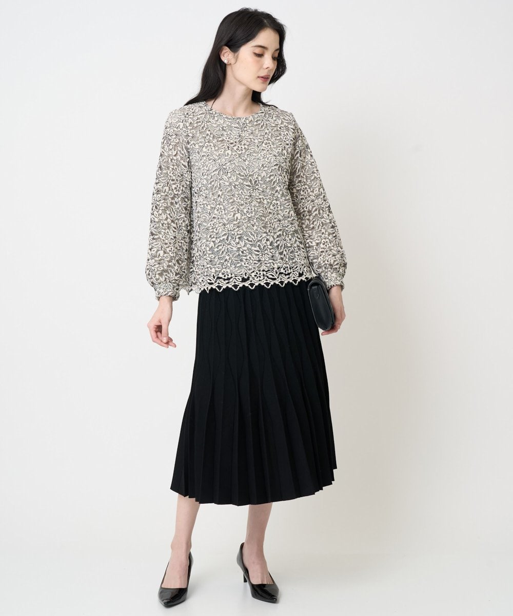 PRHCD02490 CHRISTIAN AUJARD(クリスチャン・オジャール) ウエーブニットプリーツスカート ブラック