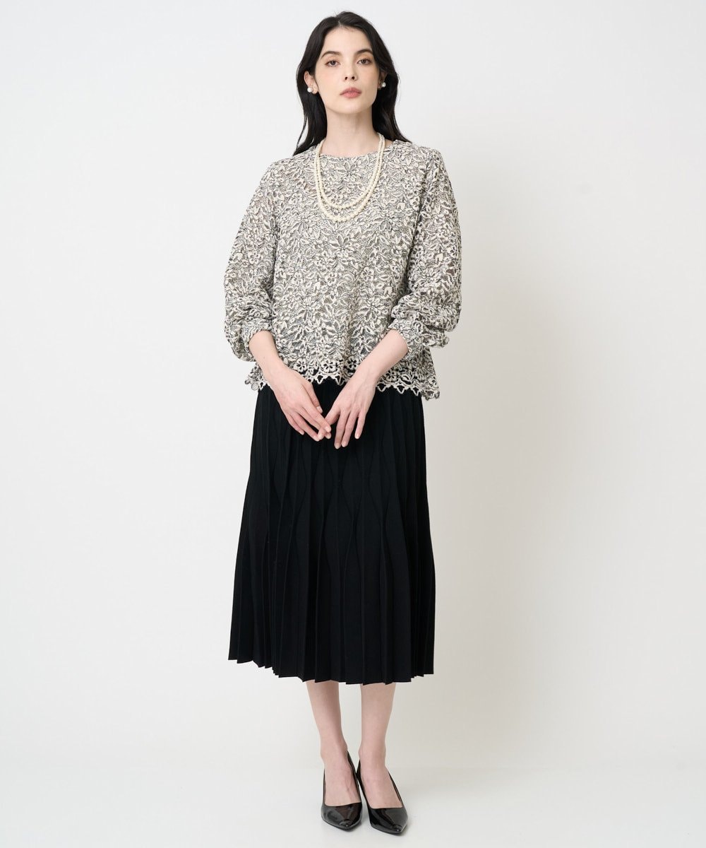 PRHCD02490 CHRISTIAN AUJARD(クリスチャン・オジャール) ウエーブニットプリーツスカート ブラック