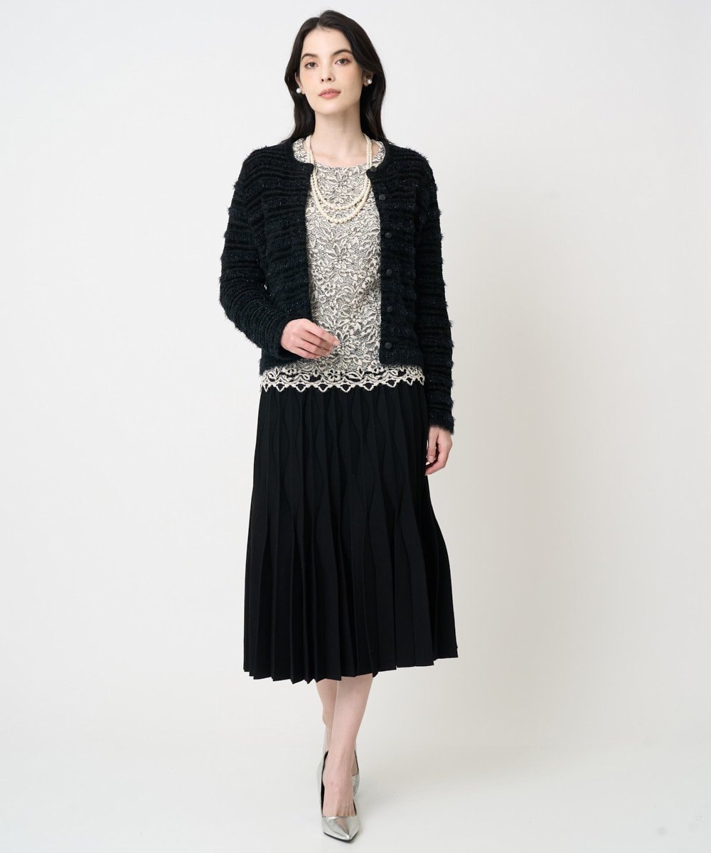 PRHCD02490 CHRISTIAN AUJARD(クリスチャン・オジャール) ウエーブニットプリーツスカート ブラック