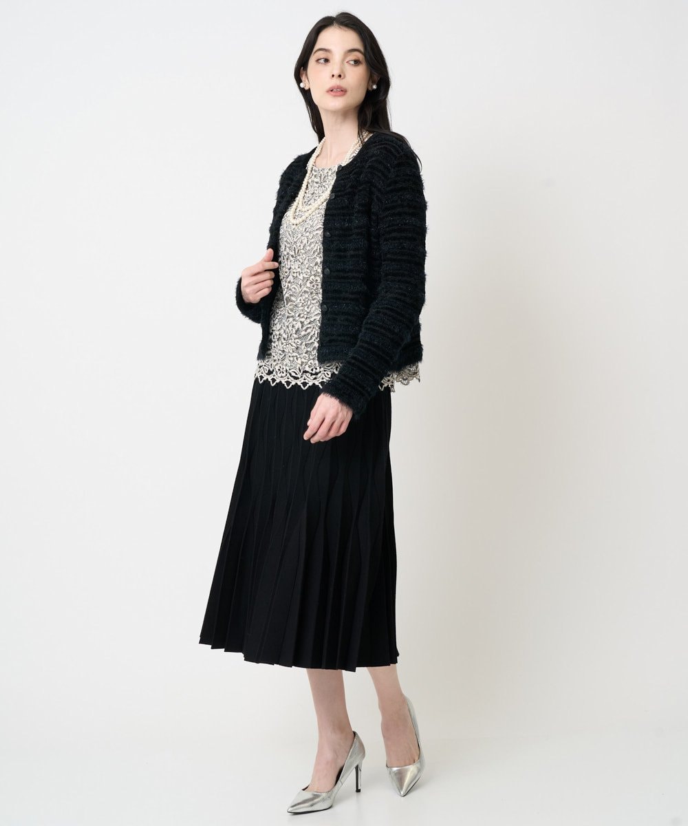 PRHCD02490 CHRISTIAN AUJARD(クリスチャン・オジャール) ウエーブニットプリーツスカート ブラック